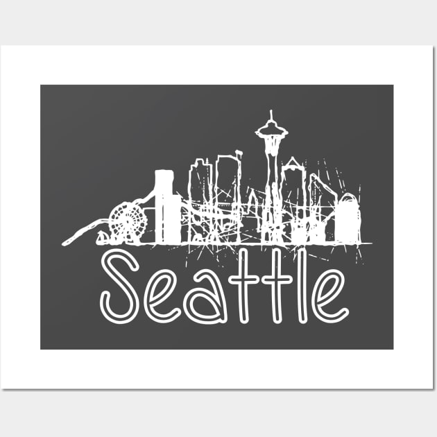 Seattle Sketch skyline Wall Art by DimDom